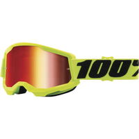 100% Strata2 Off Road Motorcycle Youth Goggle Yellow Mirror Red Lens