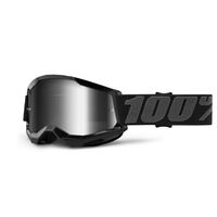 100% Strata2 Off Road Motorcycle Youth Goggle Black Mirror Silver Lens