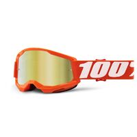 100% Strata2 Off Road Motorcycle Youth Goggle Orange Mirror Gold Lens