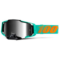 100% Armega Off Road Motorcycle  Goggle Clark Silver Flash Mirror Lens