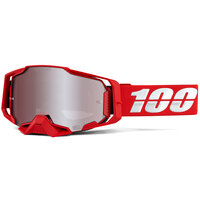 100% Armega Off Road Motorcycle  Goggle War Red Silver HiPER Lens