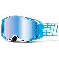100% Armega Off Road Motocycle Goggle Oversized Sky Blue Mirror Lens