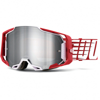100% Armega Off Road Motocycle Goggle Oversized Deep Red Flash Silver Lens
