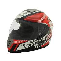 Rjays Spartan TTS Superbike Motorcycle Helmet White/Red/Black (Small)