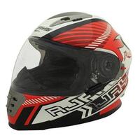 Rjays Spartan TTS Superbike Motorcycle Helmet White/Red/Black (Medium)