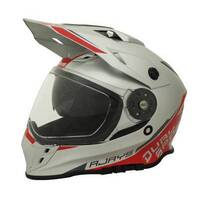 Rjays Dakar II  Motorcycle Helmet Gloss Silver/Red 