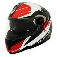 Rjays Gp4 TSS Pilot Motorcycle Helmet Gloss White/Black/Fluro Red (Small)