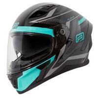 Rjays Apex III Motorcycle Helmet Ignite Black /Aqua (Small)