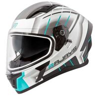 Rjays Apex III Switch Motorcycle Helmet - White/Grey/Aqua