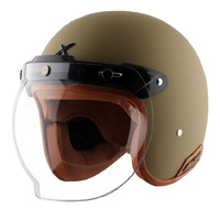 Jet Leather Edge Open Face Motorcycle  Helmet Large Desert Storm