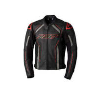 RST S-1 CE Leather Motorcycle Jacket - Black/Grey/Red