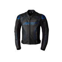 RST S-1 CE Leather Motorcycle Jacket - Black/Grey/Blue