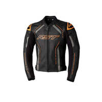 RST S-1 CE Leather Motorcycle Jacket - Black/Grey/Neon Orange