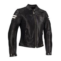 Segura Lady Stripe Motorcycle Leather Jacket - Black/White