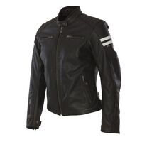 Segura Lady Retro Leather Motorcycle Jacket - Black/White