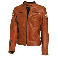 Segura Lady Retro Leather Motorcycle Jacket - Camel