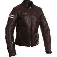 Segura Lady Retro Leather Motorcycle Jacket - Brown/Rose