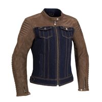 Segura Lady Oriana Motorcycle Leather Jacket - Blue/Brown