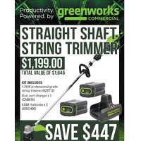 Straight Shaft String Trimmer With 4.0Ah Batteries And Dual Port Charger