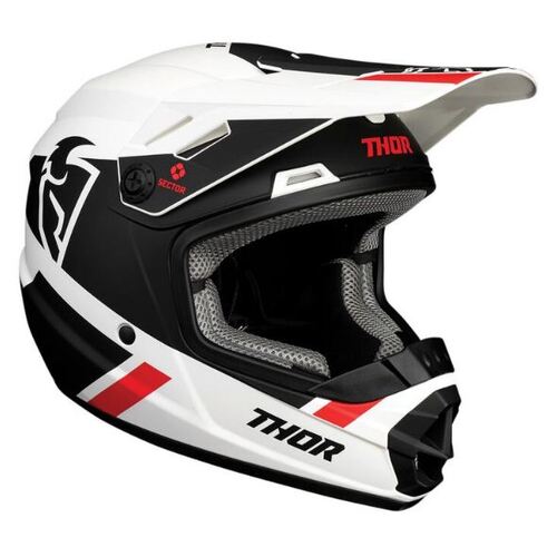 Thor Youth Sector Split Off Road Motorcycle Helmet - White/Black