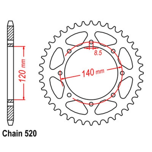 MTX 44T Kawasaki Rear Sprocket (487)