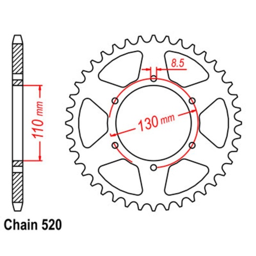 MTX 48T Honda Rear Sprocket (1977) Same as 11-446