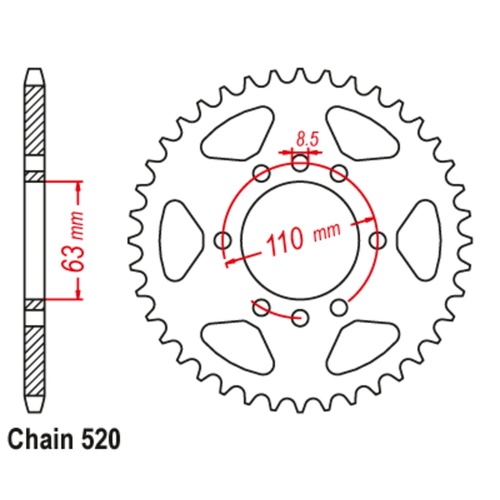 45T Rear Sprocket Steel For DUKE KTM 200/390 12-17