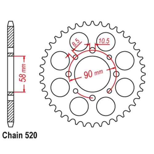 45T Rear Sprocket Steel For DUKE KTM 200 12-17 (273)