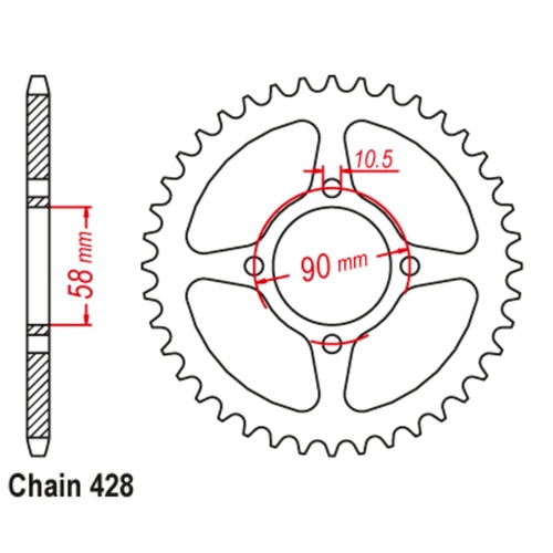 MTX 44T Rear Sprocket Honda CBR125 (1221)  Same as 11-221-44