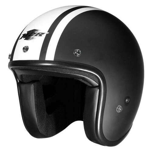 M2R Custom FG Open Face Speed PC-6F Motorcycle Helmet - Matt Black/White