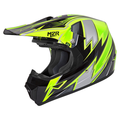 M2R X-Youth Thunder PC-3 Lightweight Motorcycle Road Helmet - Hi-Vis YS