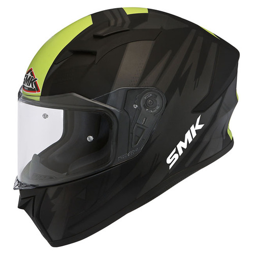 SMK Stellar Trek Motorcycle Helmet - Black/Grey/Yellow