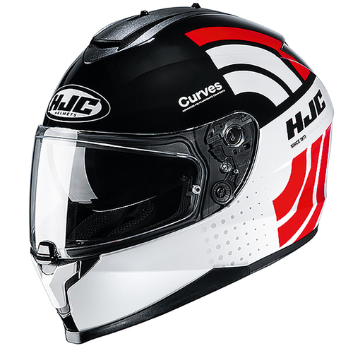 HJC C70 Curves MC1 Motorcycle Helmet - White/Black/Red