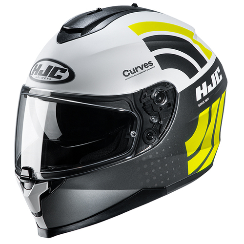 HJC C70 Curves MC-4HSF Motorcycle Helmet - White/Yellow/Anthracite