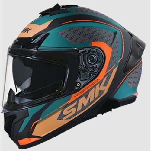 SMK Typhoon RD1 Motorcycle Helmet (MA287) - Matte Matte/Green/Orange