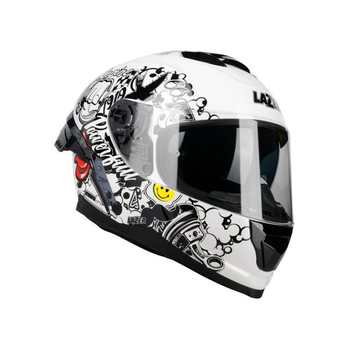 LAZER Rafale Sr Evo Motorcycle Helmet Stickerbomb White Black Silver Red/Xs.
