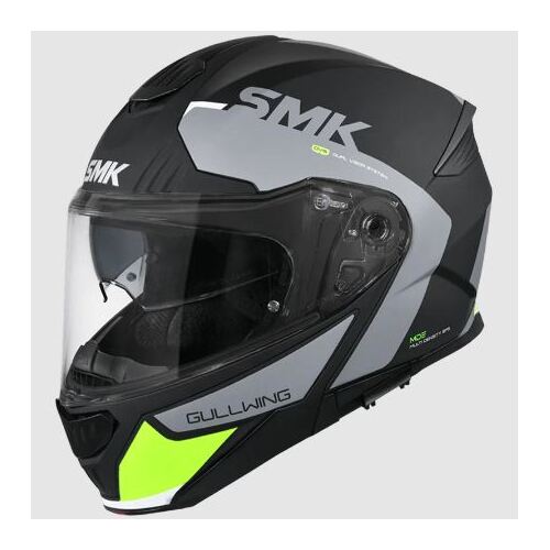 SMK Gullwing Kresto (MA264) Motorcycle Helmet - Matte Black/Grey Yellow