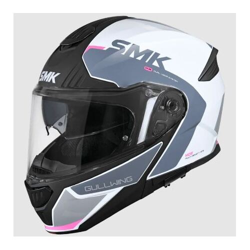 SMK Gullwing Kresto (GL169) Motorcycle Helmet - White/Grey/Pink