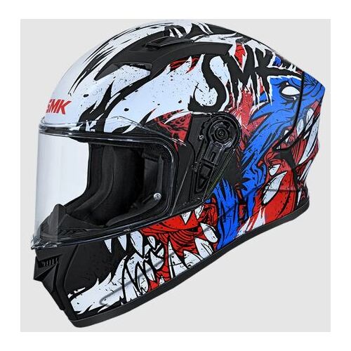 SMK Stellar Skull (MA213) Motorcycle Helmet - Matte Black/White/Red