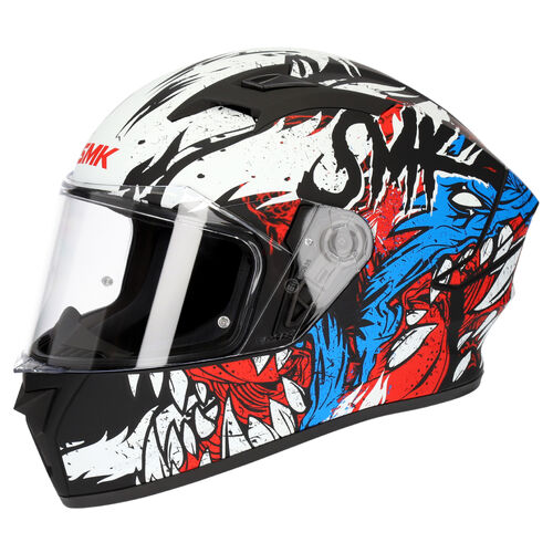 SMK Stellar Skull (MA213) Motorcycle Helmet - Matte Black/White/Red