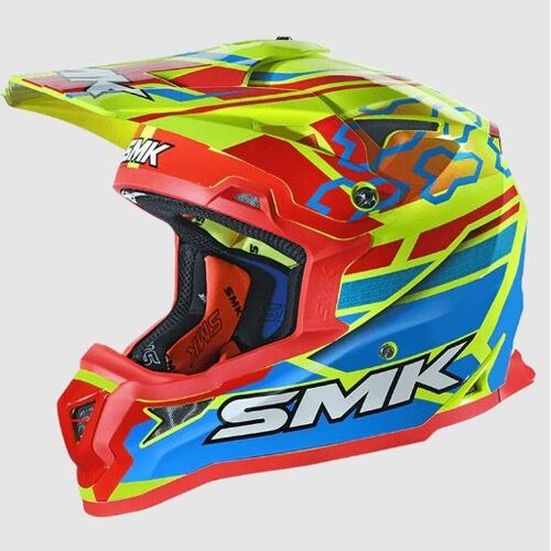SMK Allterra (GL453) Tribou Motorcycle Helmet - Yellow/Blue/Red