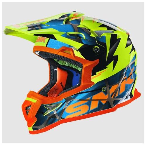 SMK Allterra (GL457) Fulmine Motorcycle Helmet - Yellow/Blue/Orange