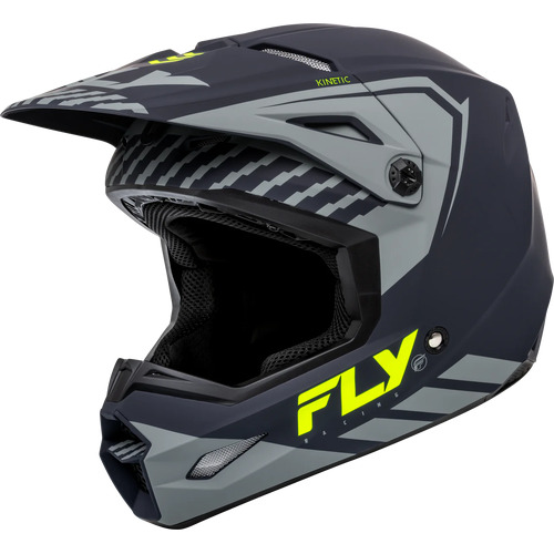 Fly Kinetic Motorcycle Helmet Menace Mt.Grey Hi-Vis/Sm