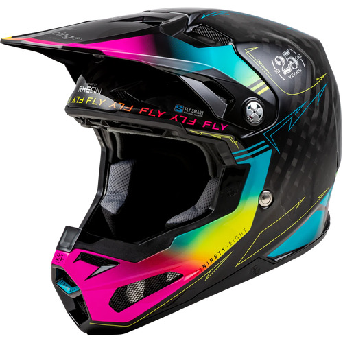 Fly Formula S Carbon Motorcycle Helmet Legacy Black Electric.Blue Fuchsia/Lg