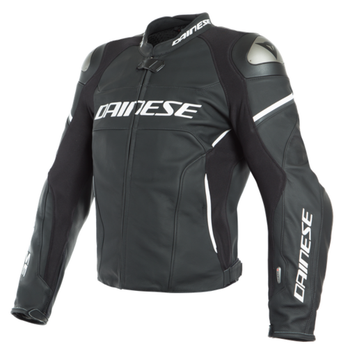 Dainese Racing 3 D-Air Perforated Motorcycle Jacket - Black Matte/Black Matte/White