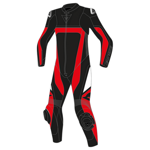 Dainese Gen-Z Junior 1Pc Perforated Leather Suit Size:52 - Black/Fluo Red/Black