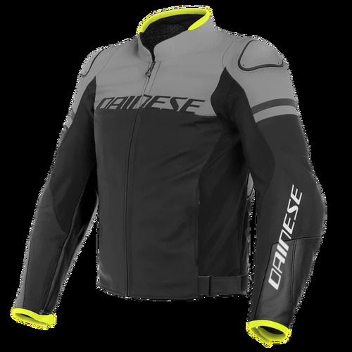 Dainese Agile Leather Motorcycle Jacket Black-Matt/Charcoal-Grey/Black-Matt/56