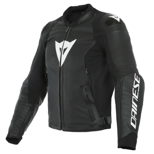 Dainese Sport Pro Perforated Leather Motorcycle  Jacket - Black/White