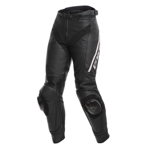 Delta 3 Lady Leather Motorcycle  Pants - Black/Black/White