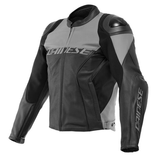 Dainese Racing 4 Perforated Leather Motorcycle  Jacket - Black/Charcoal-Gray